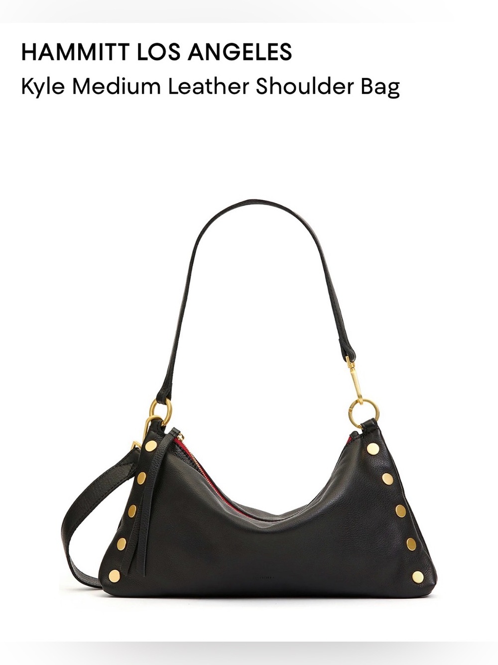 Hammitt Los Angeles Kyle MD Leather Shoulder Bag. Black.